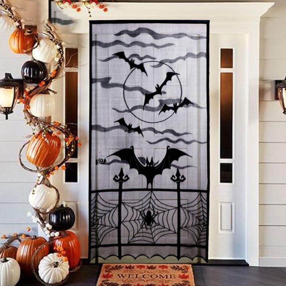 Halloween Curtains Spiderweb Lace Party Door Decorations