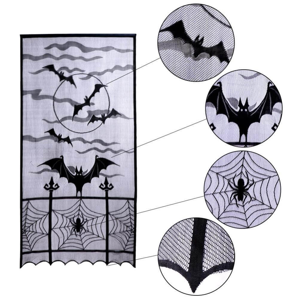 Halloween Curtains Spiderweb Lace Party Door Decorations