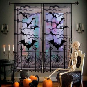 Halloween Curtains Spiderweb Lace Party Door Decorations