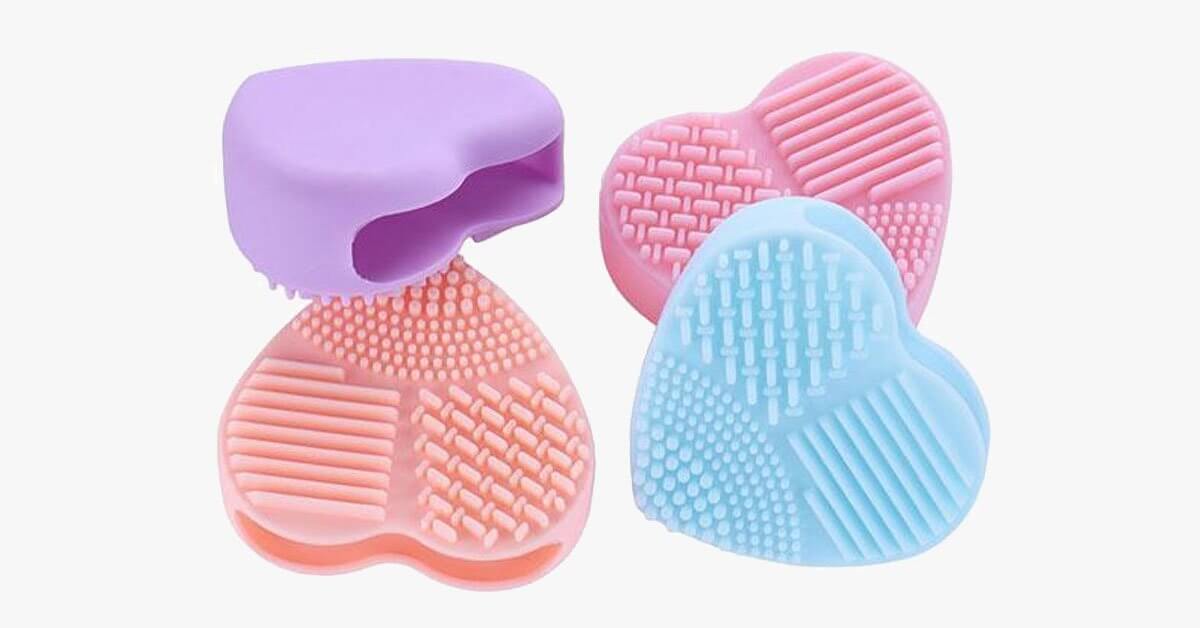 Heart Shape Silicone Cosmetic Brush Cleaner Board Convenient And Easy To Use Gently Cleans Your Brushes