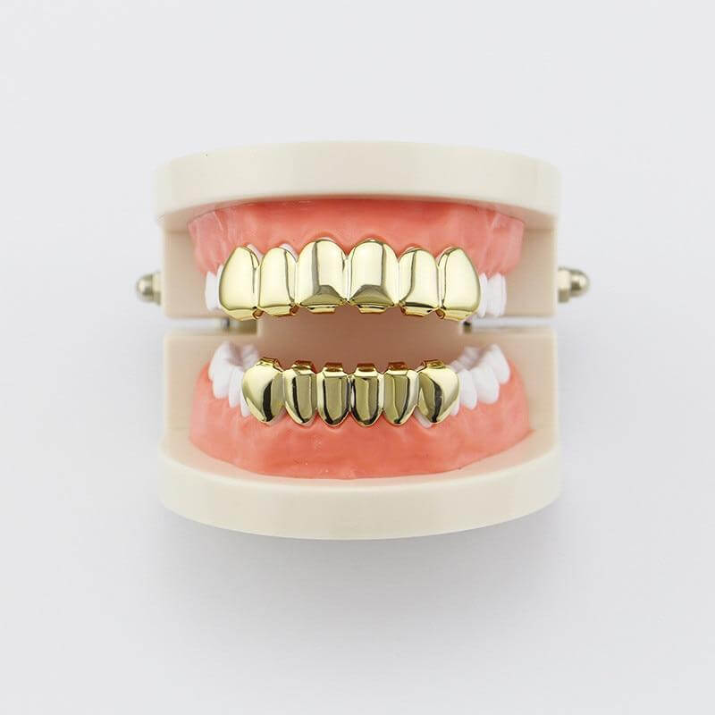 Hip Hop Gold Teeth Grillz Top Bottom Grills Dental Mouth Punk Teeth Caps Cosplay Party Tooth Rapper Jewelry Gift Xhyt1001