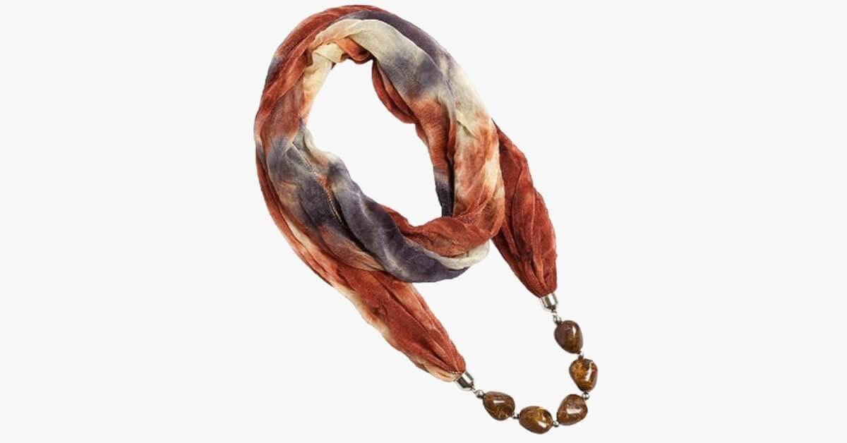 Hippie Earth Tone Scarf Necklace