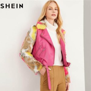 Hot Pink Faux Fur Sleeve Outerwear