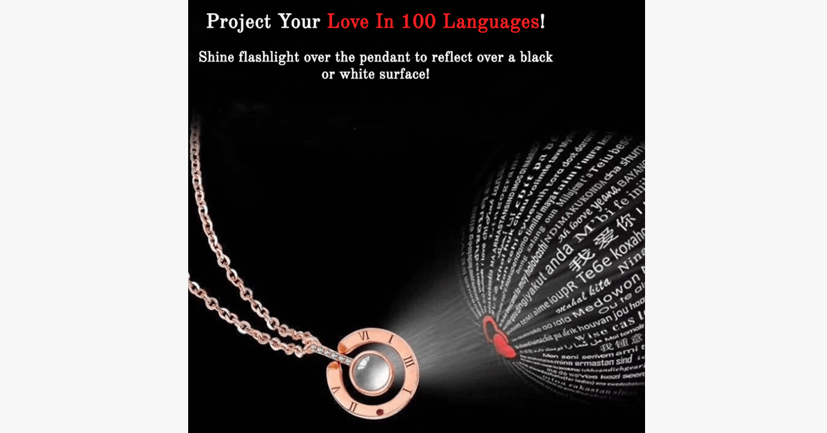 I Love You 100 Languages Projection Necklace Intricate Engraving For The Perfect Way To Express Your Love To Someone