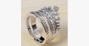 Imperial Crown Ring Set Fashionable Silver Colored Rings In Different Sizes