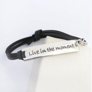 Live In The Moment Leather Strap Bracelet