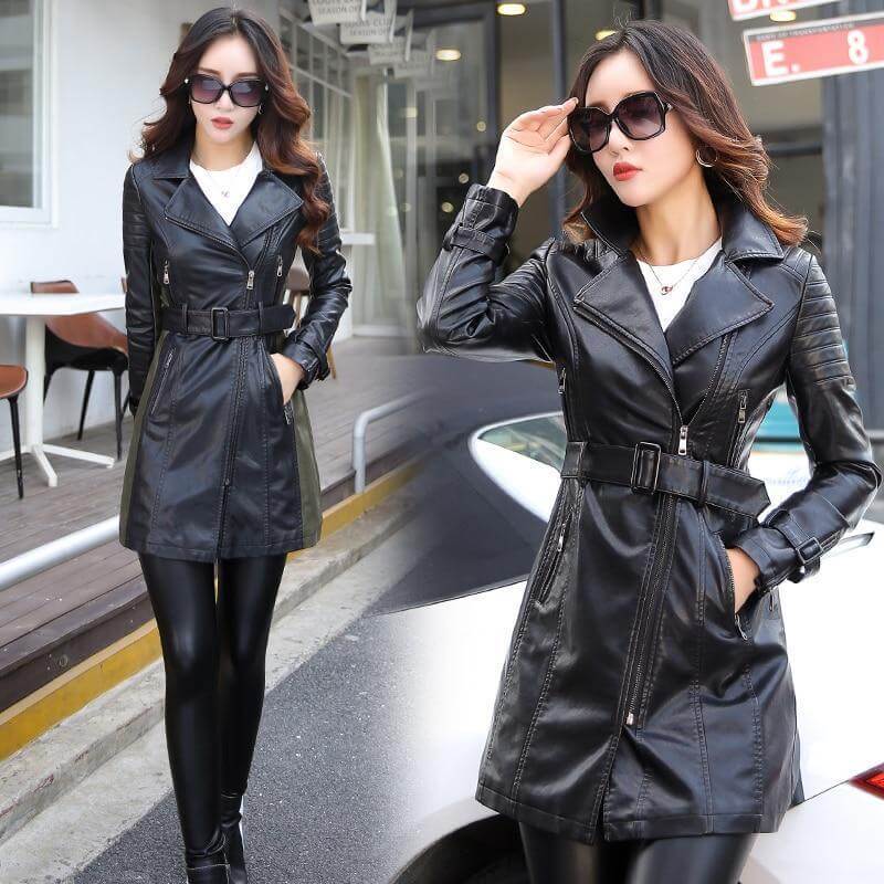 Long Sleeve Patchwork Pu Leather Jackets