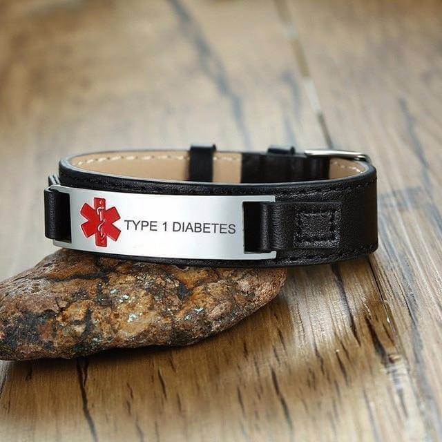 Medical Alert Id Bracelets For Men Genuine Leather