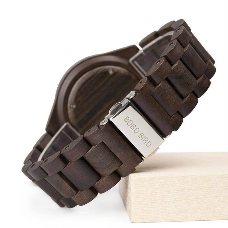 Mens Quartz Wooden Wristwatches Watch In Wooden Box