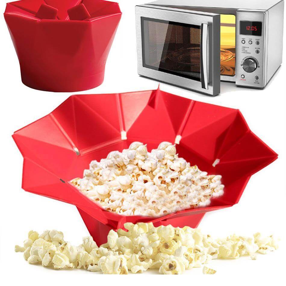 Microwave Popcorn Popper Maker Silicone Pop Top Container