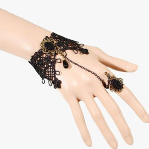 Midnight Lace Ring To Wrist Bracelet