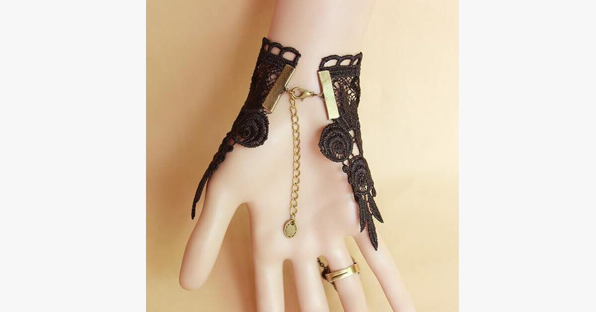Midnight Lace Ring To Wrist Bracelet