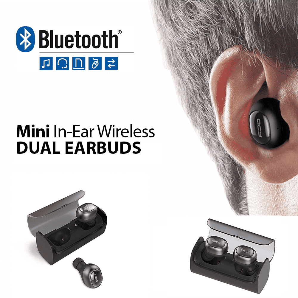 Mini Wireless Bluetooth 4 1 Double Dual Headphone Earphone With Charging Box