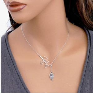 Modern Stylish Hollow Leaf And Owl Charm Necklace