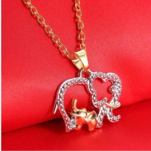 Mommy And Baby Elephant Pendant Necklace