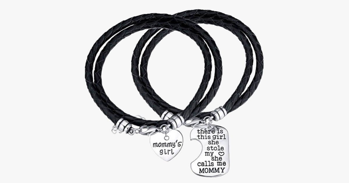 Mommys Girl Hand Stamp Bracelet Set