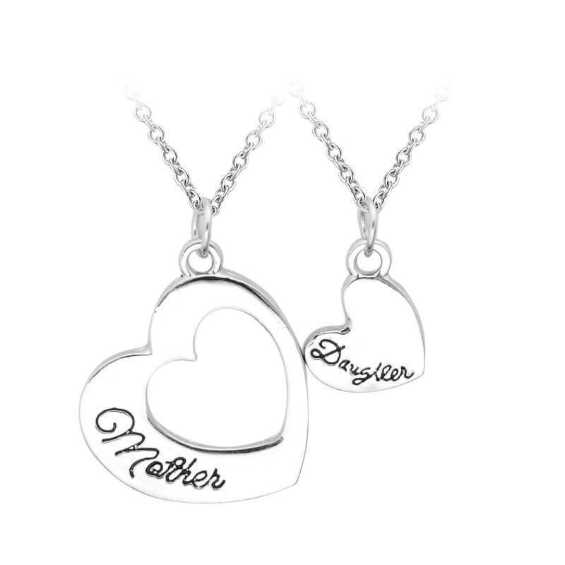 Mother Daughter Necklace Set Of 2 Matching Heart Mom And Me Jewelry