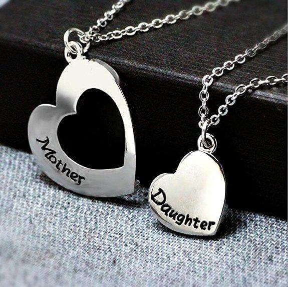 Mother Daughter Necklace Set Of 2 Matching Heart Mom And Me Jewelry