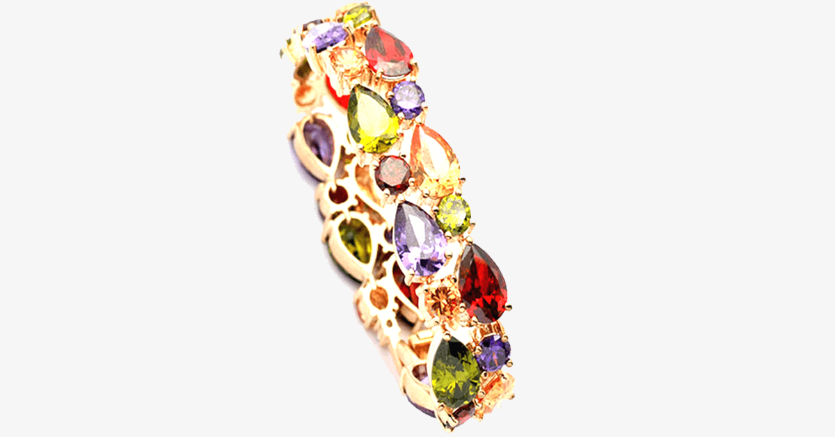 Multi Colored Crystal Bracelet Made Of Forest Colored Gems Looks Royal And Is Great To Wear For A Party