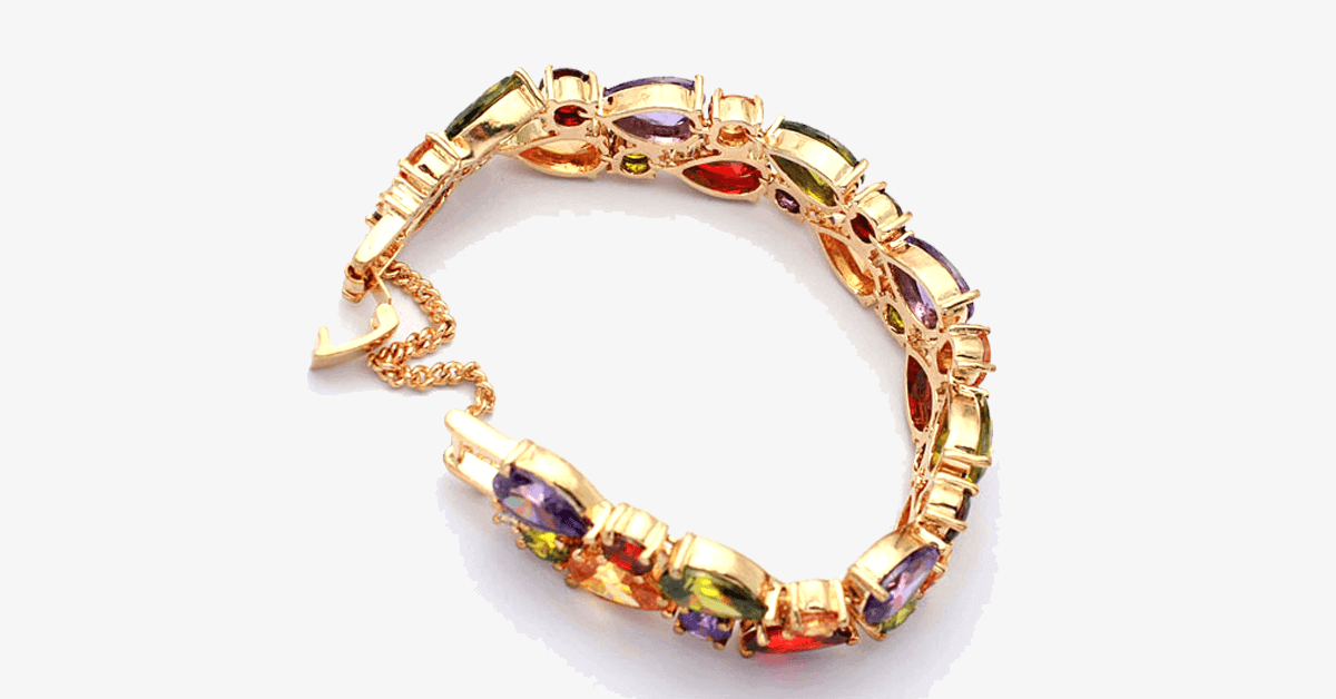 Multi Colored Crystal Bracelet Made Of Forest Colored Gems Looks Royal And Is Great To Wear For A Party