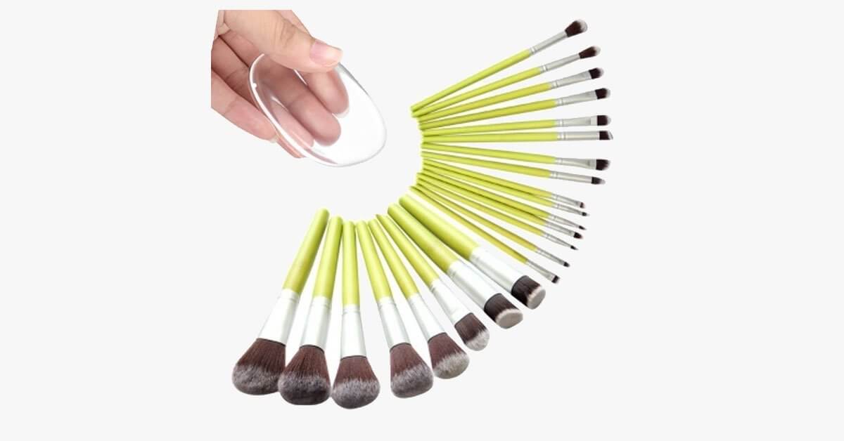Nylon Make Up Brush Set With A Silicone Sponge Blending Makeup Made Easier And Fun