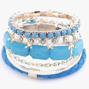 Ocean Blue Pearl Bracelet Set