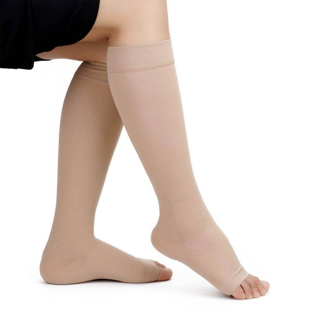 Open Toe Knee High Graduated Compression Socks Leg Sleeve Stockings