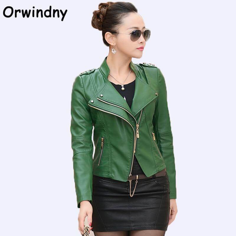 Orwindny Women Leather Jacket 2018