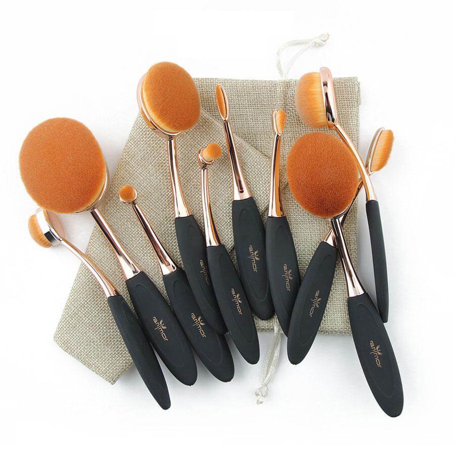 Oval Brush Set Professional Round Makeup Brushes