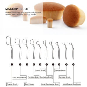 Oval Brush Set Professional Round Makeup Brushes