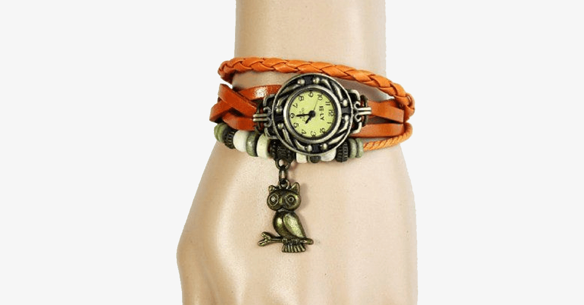 Owl Vintage Wrap Watch With Boho Chic Style Bracelet Woven Cuff Style Bracelet Watch For A Funky Look