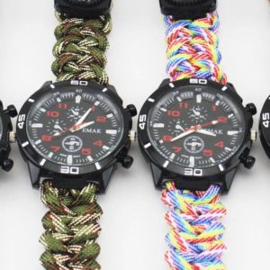 Paracord Watch Tactical Survival Wrist Watch Whistle Compass
