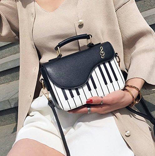 Piano Pattern Leather Shoulder Handbag Purse