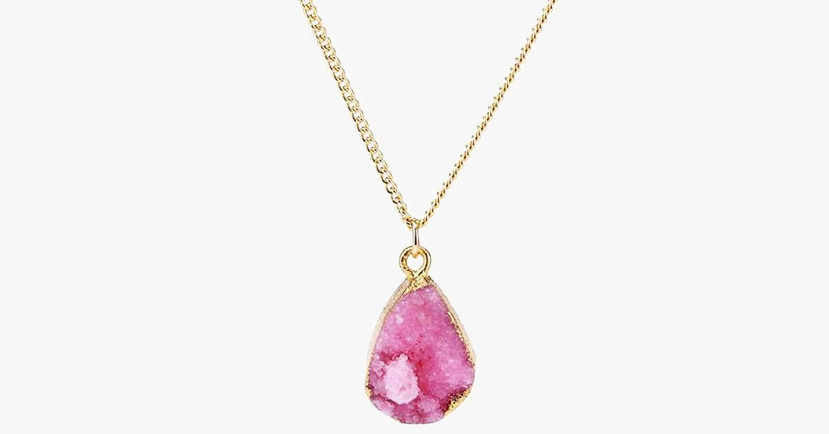 Pink Druzy Stone Necklace