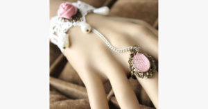 Pink Rose Ring To Wrist Bracelet