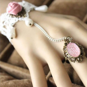 Pink Rose Ring To Wrist Bracelet