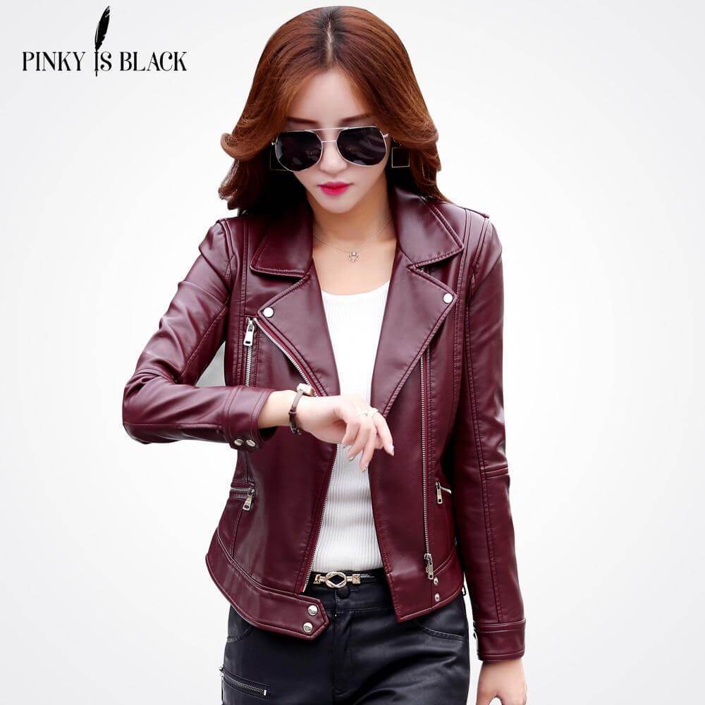 Pinky Is Black 2018 Women Leather Coat