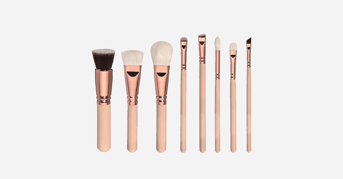 Princess Makeup Brush Set Of 8 With Rose Gold And Beige Handles Makes You Look And Feel Like A Princess