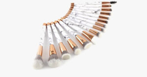 Pro Makeup Brush Set Of 15 With Rose And Marble Pattern Perfect For All Makeup Uses