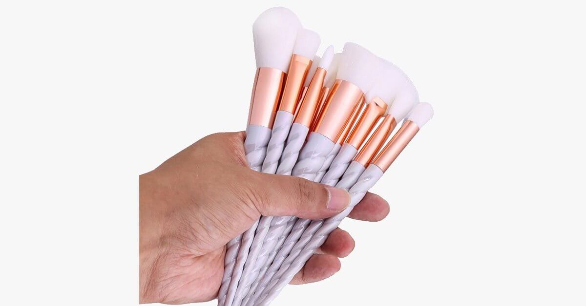 Professional 10 Piece Unicorn Brush Set Add Some Colors And Plenty Of Bling To Your Makeup Set