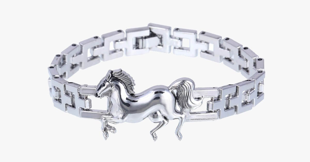 Punk Horse Stainless Steel Charm Bracelet