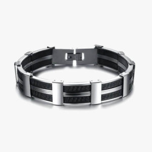 Punk Stainless Steel Cross Black Mens Bracelet