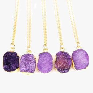 Purple Druzy Stone Necklace