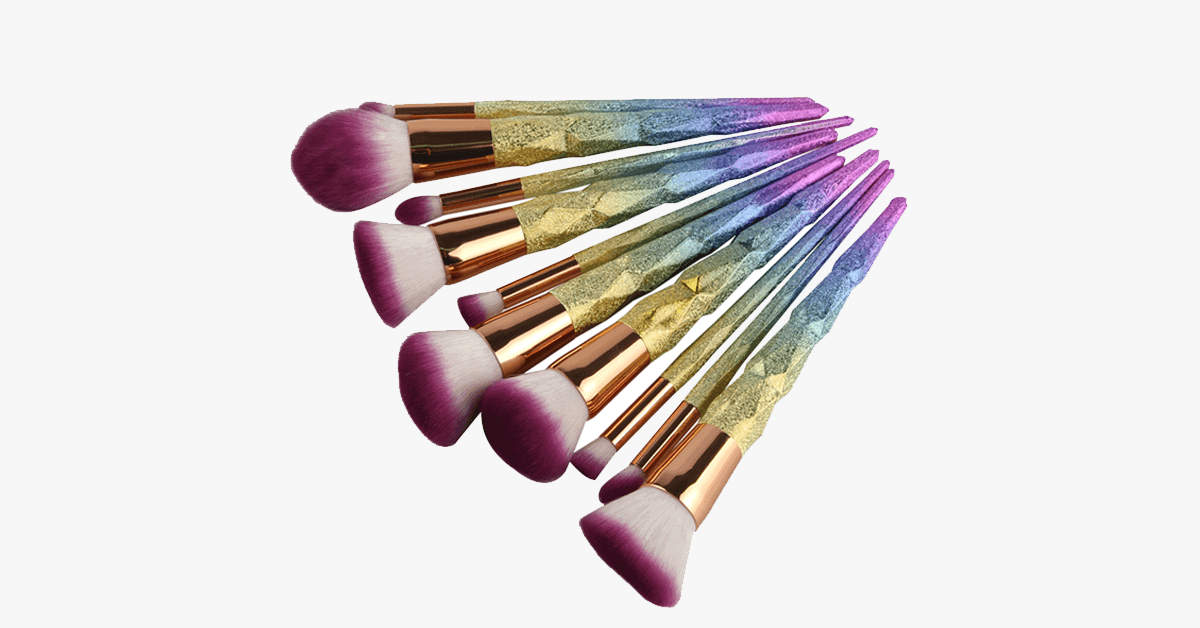 Rainbow Makeup 10 Piece Brush Set Add Some Rainbow Sparkle To Your Makeup Collection
