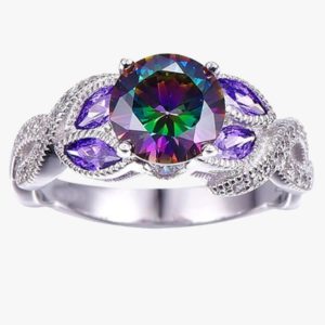 Rainbow Topaz Crystal Ring