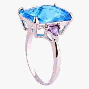 Rectangle Cut Created Sapphire Amethyst Ring
