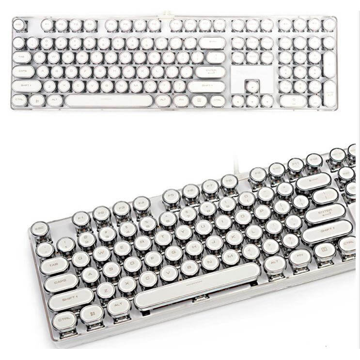 Retro Typewriter Keyboard Keycaps White