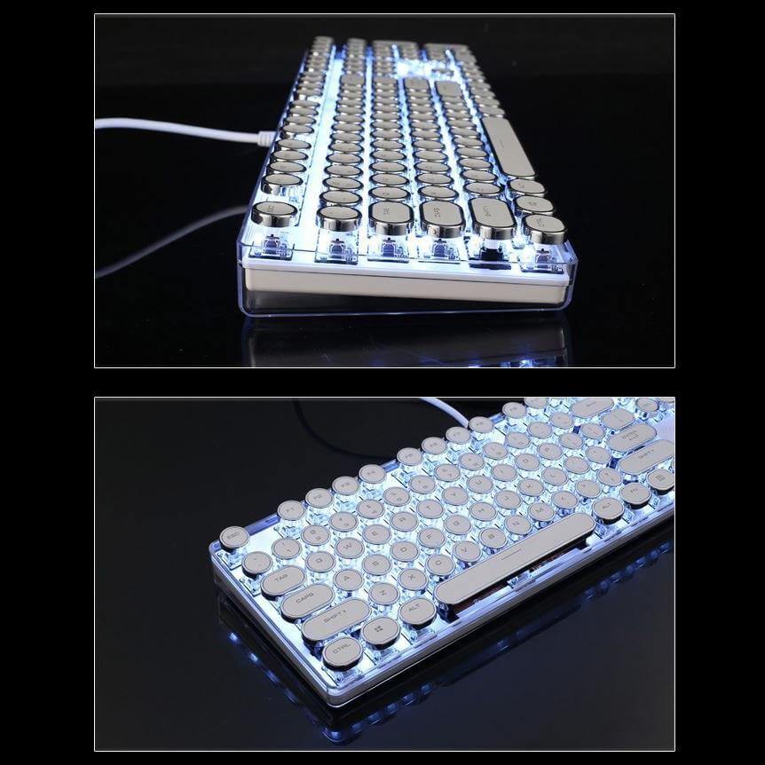 Retro Typewriter Keyboard Keycaps White