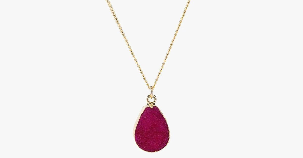 Rose Red Druzy Stone Necklace