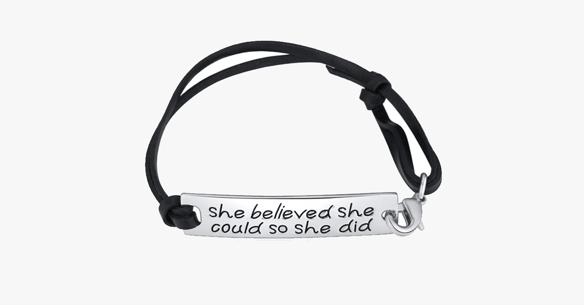 She Believed She Could So She Did Hand Stamped Bracelet